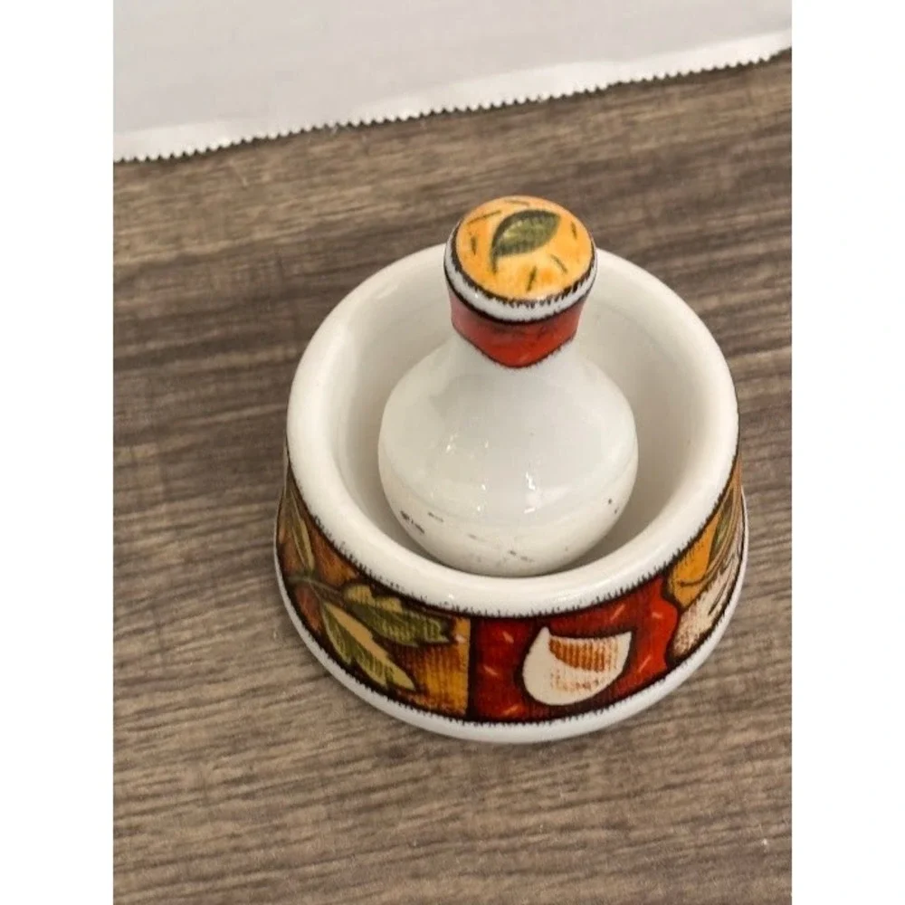 Joie MSC International Ceramic Mini Mortar and Pestle Set Spices Garlic Design